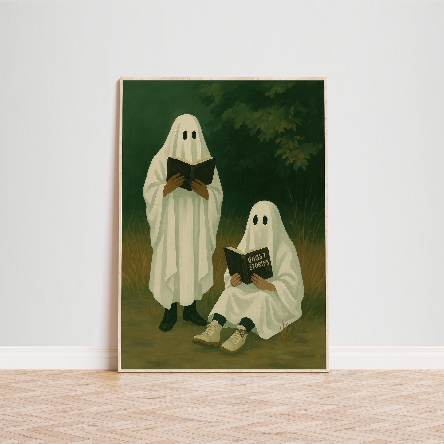 Gothic Wall Art Print – Ghost Wall Art With Whimsical, Moody Reading Scene