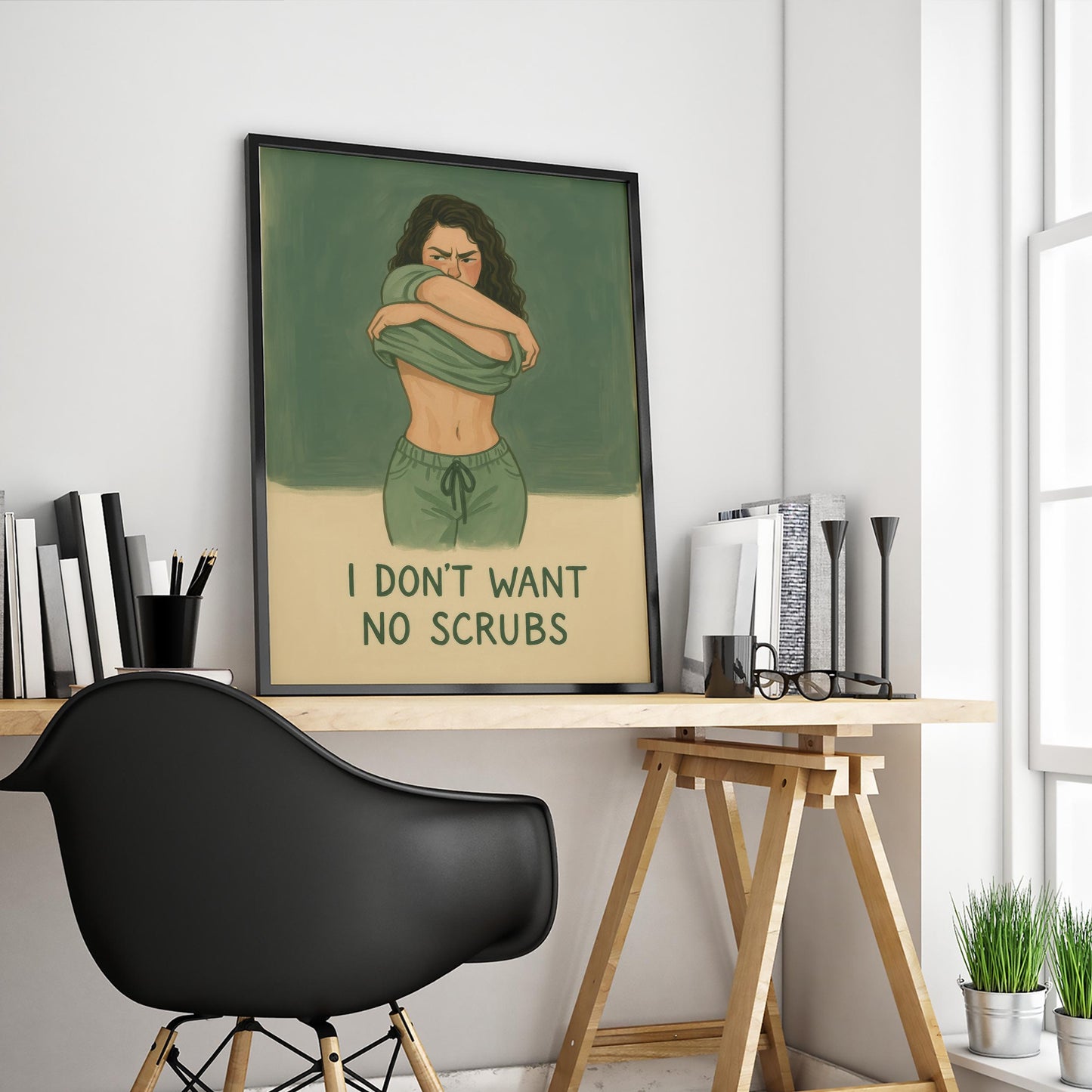 Feminist Art Print – Bold Retro Green Artwork | Minimalist Wall Decor
