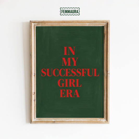 Empowering Feminist Poster – Successful Girl Art | Bold Red & Green Wall Decor