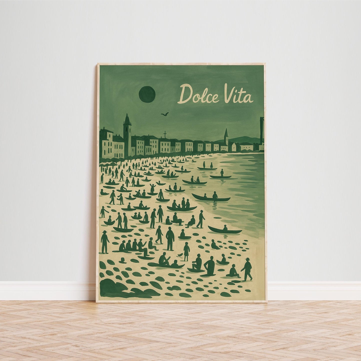 Vintage Italian Beach Poster – Mediterranean Coastal Art | Retro Summer Wall Print