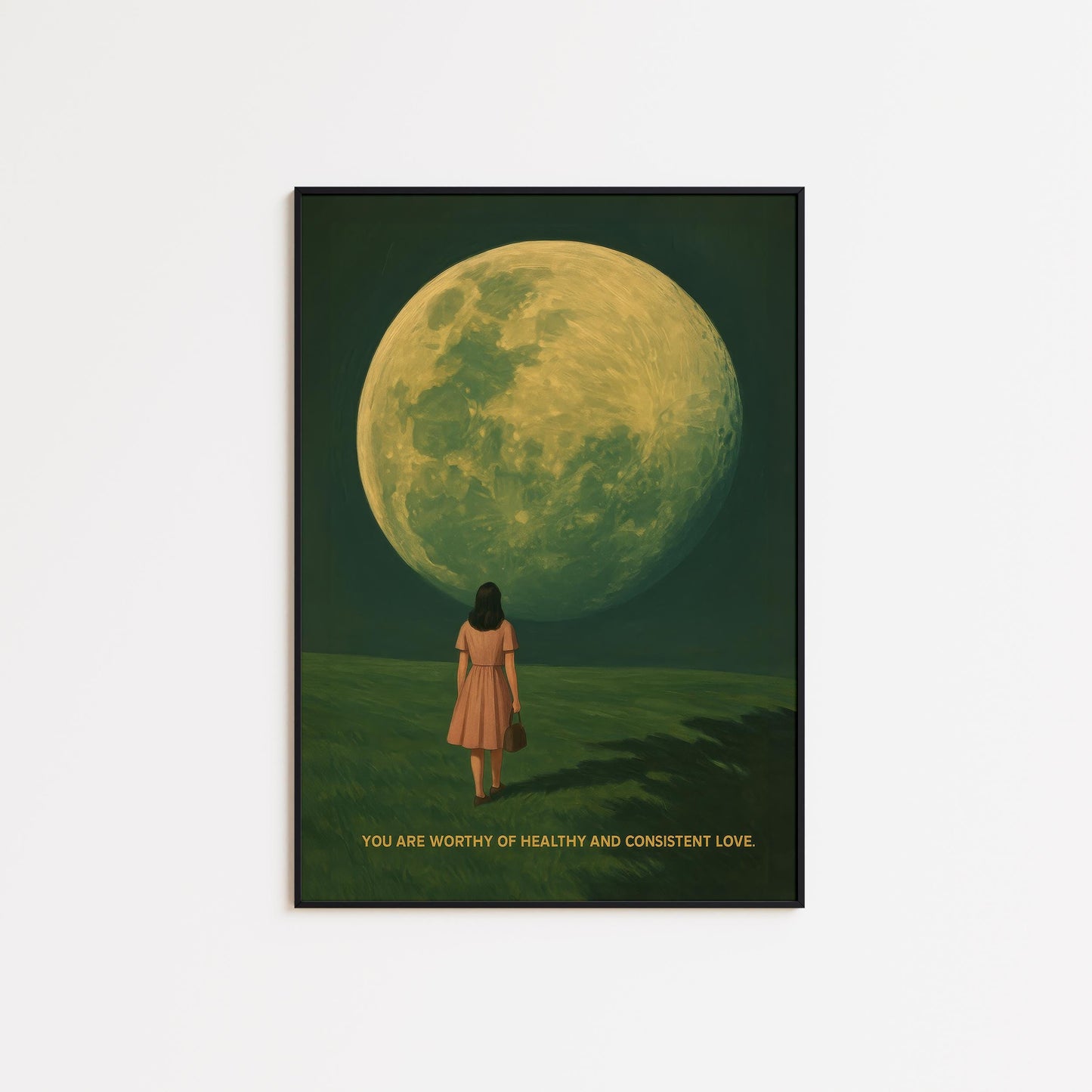 Surreal Moon Art Print – Celestial Wall Decor With Inspirational Affirmation