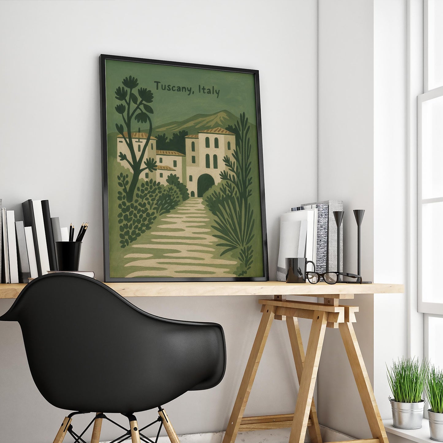Tuscany Italy Poster – Vintage Mediterranean Wall Art | Olive Green Rustic Print