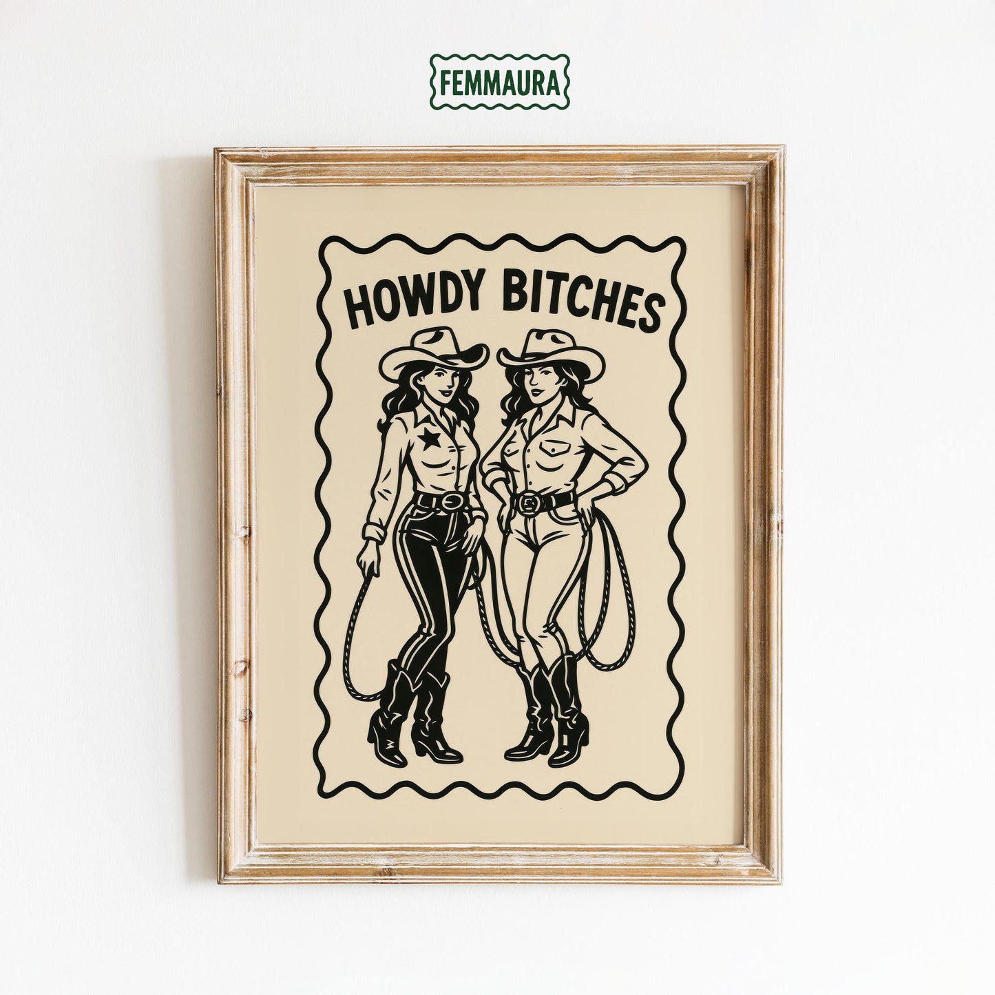 Queer Cowgirl Poster – Bold Cowboy Girl Art | Retro Line Artwork Print