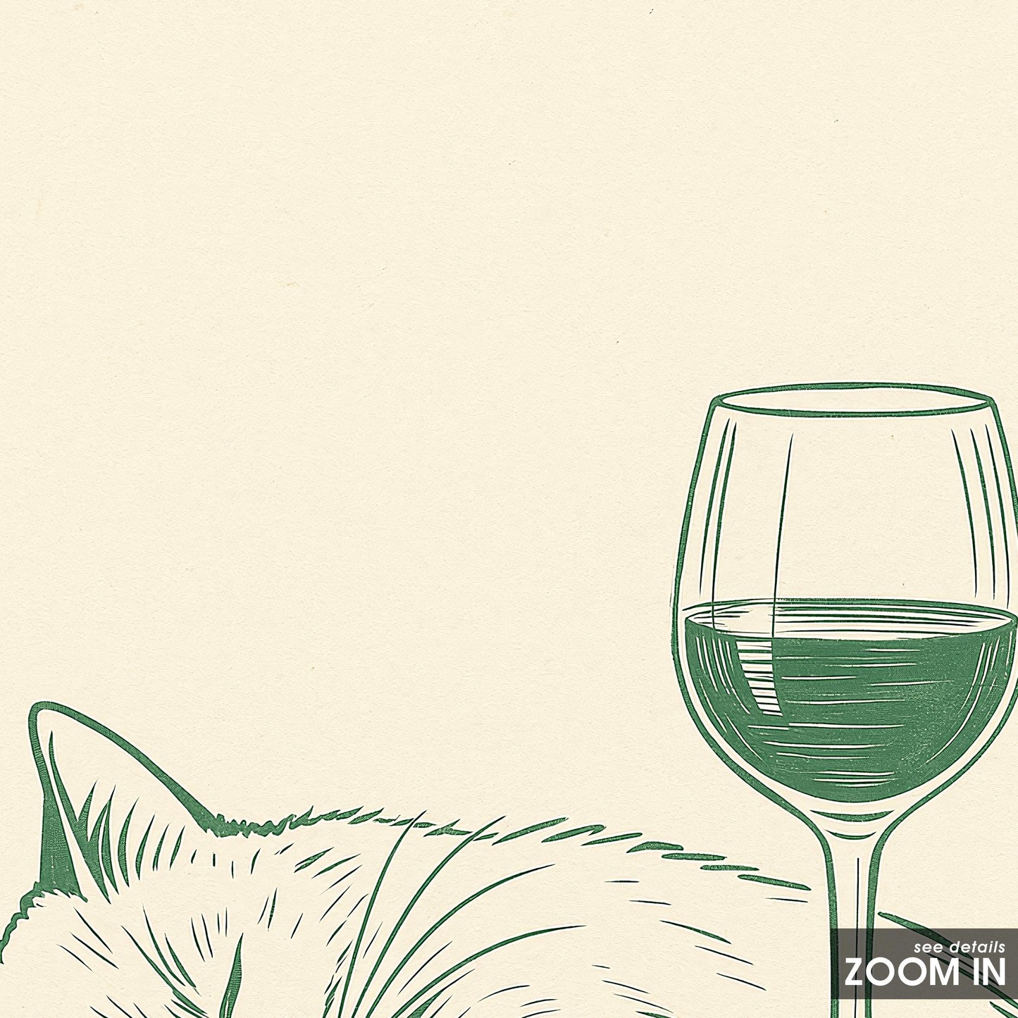 Cat and Wine Poster – Funny Minimalist Line Art, Cozy Retro Wall Art for Home