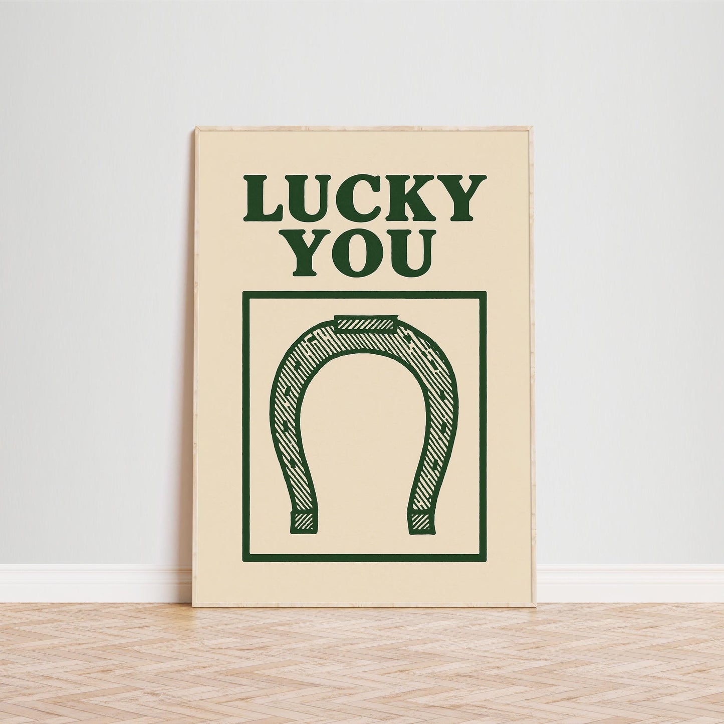 Lucky You Poster – Western Horseshoe Print for Rustic Decor