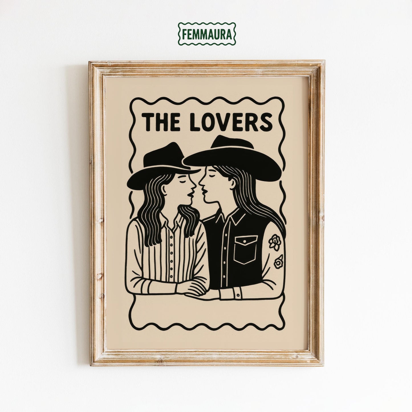 Queer Cowgirl Art Print – Western Lovers Poster With Sapphic Romance