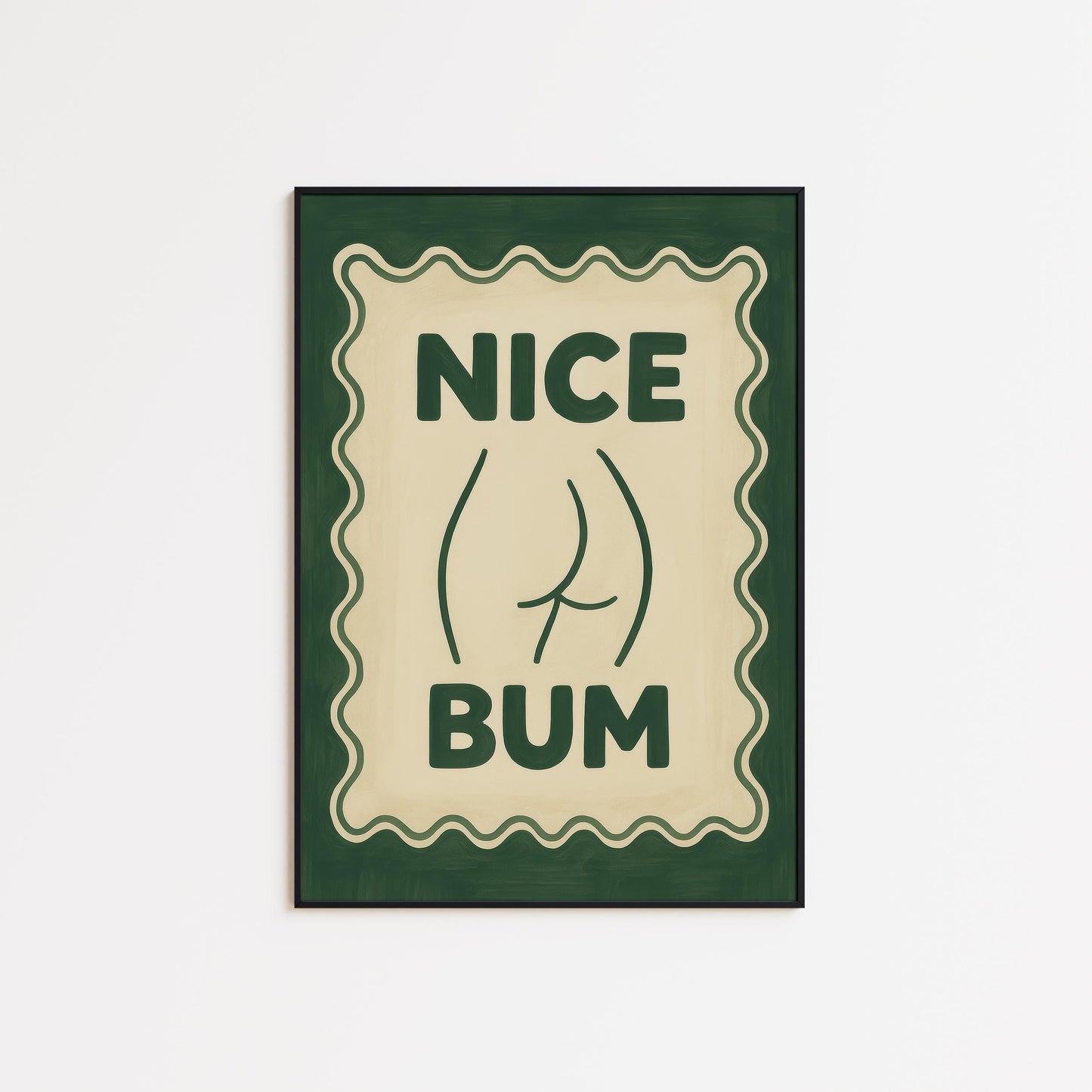 Retro Bathroom Wall Art – Playful Vintage Poster With Bold Typography & Wavy Frame