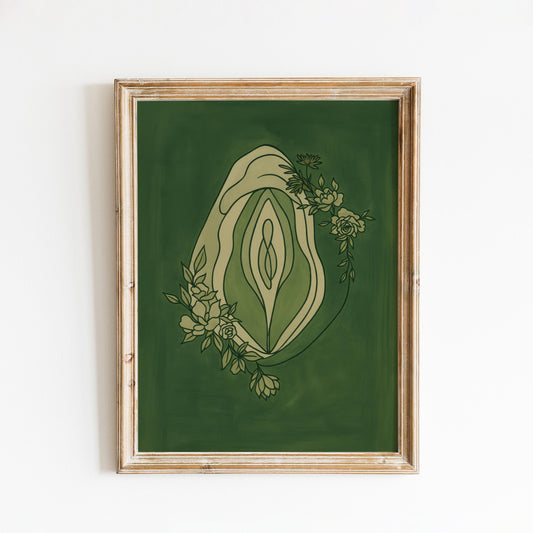 Feminine Vulva Art – Abstract Floral Line Drawing | Empowering Feminist Poster