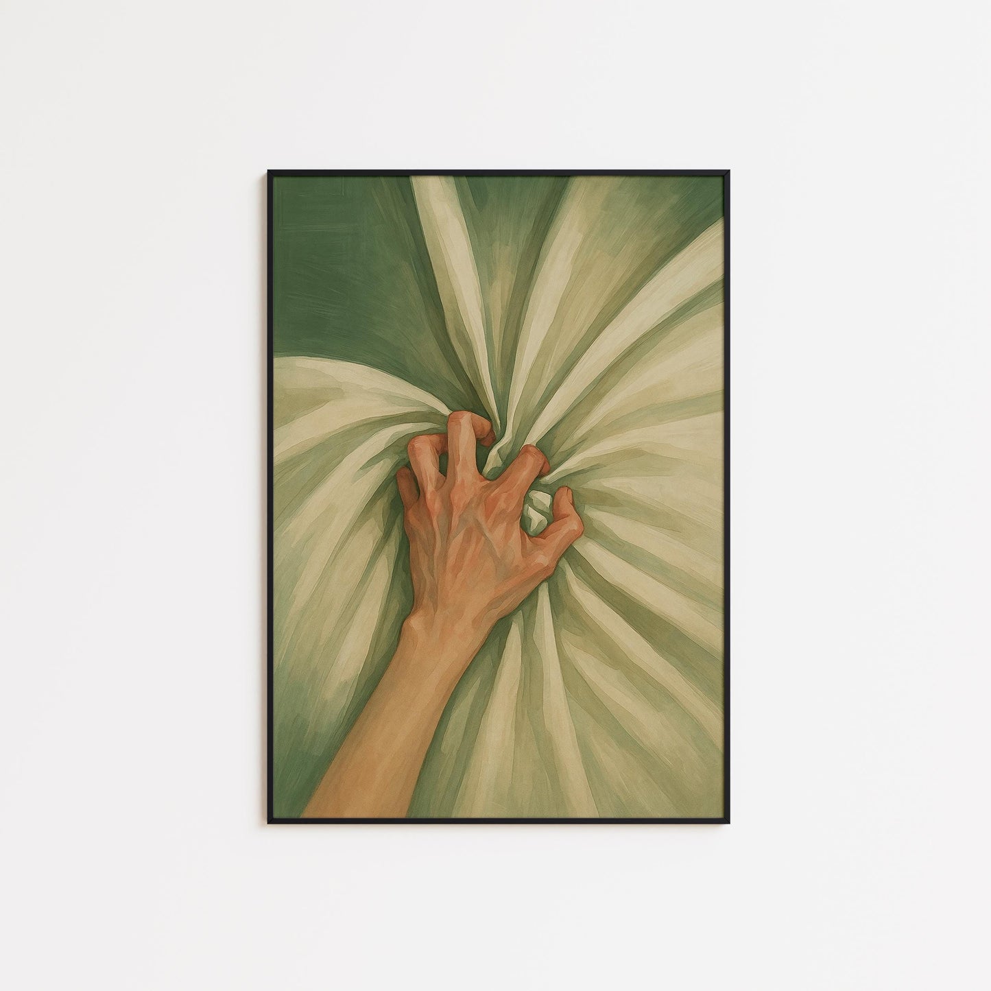 Bold Minimalist Wall Art – Striking Hand Gesture Poster with Moody Green Tones
