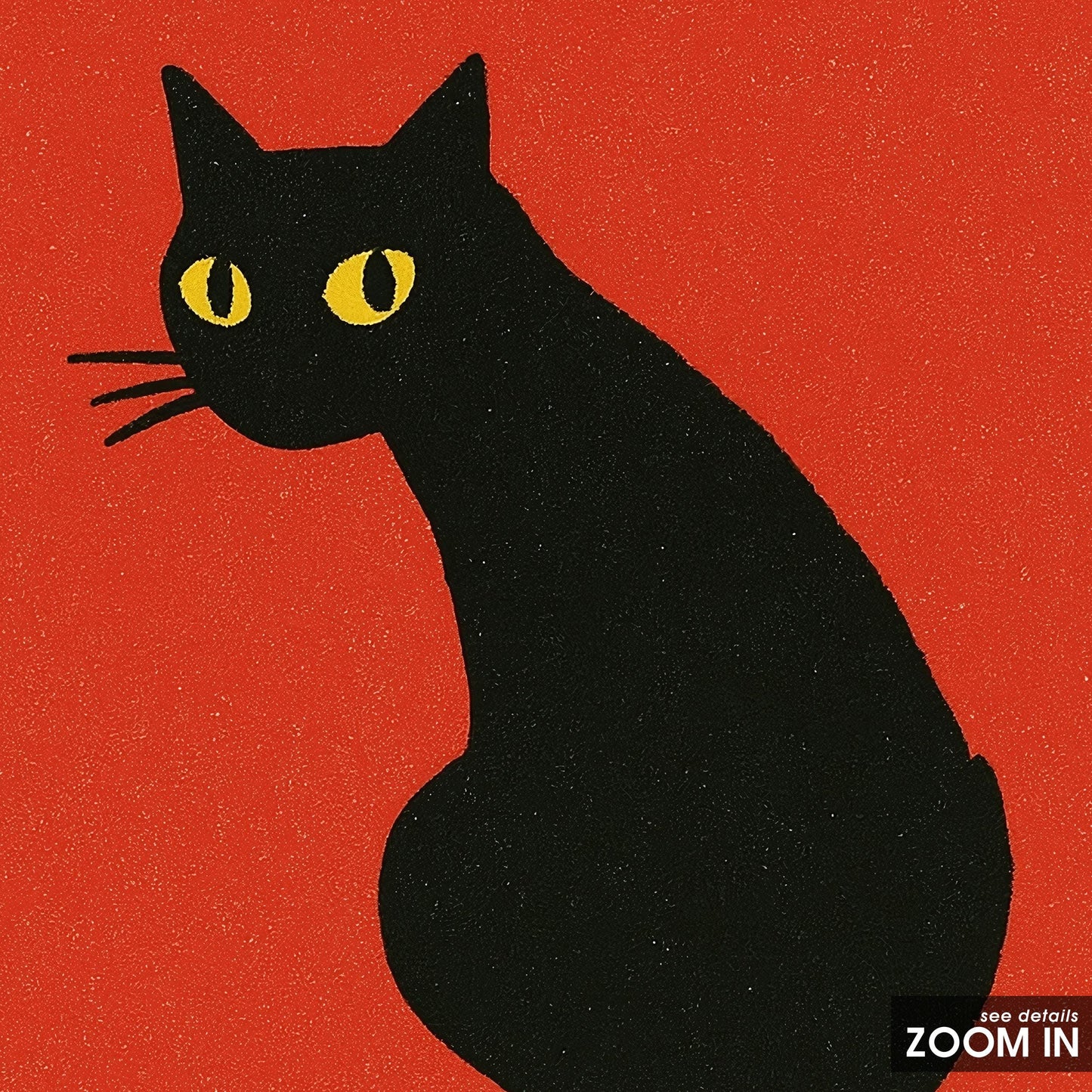 Modern Black Cat Poster – Bold Minimal Art Print, Red Abstract Wall Decor