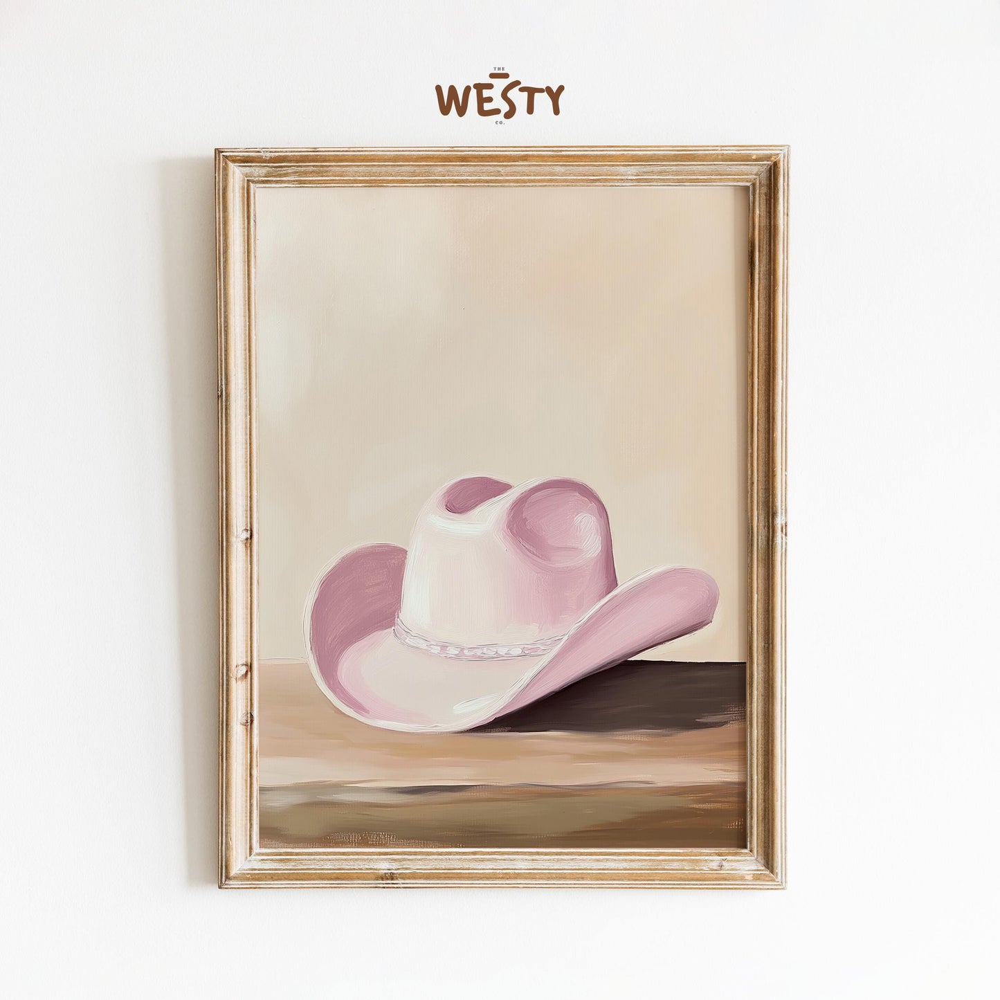 Pink Cowboy Hat Poster – Feminine Western Minimalist Wall Art