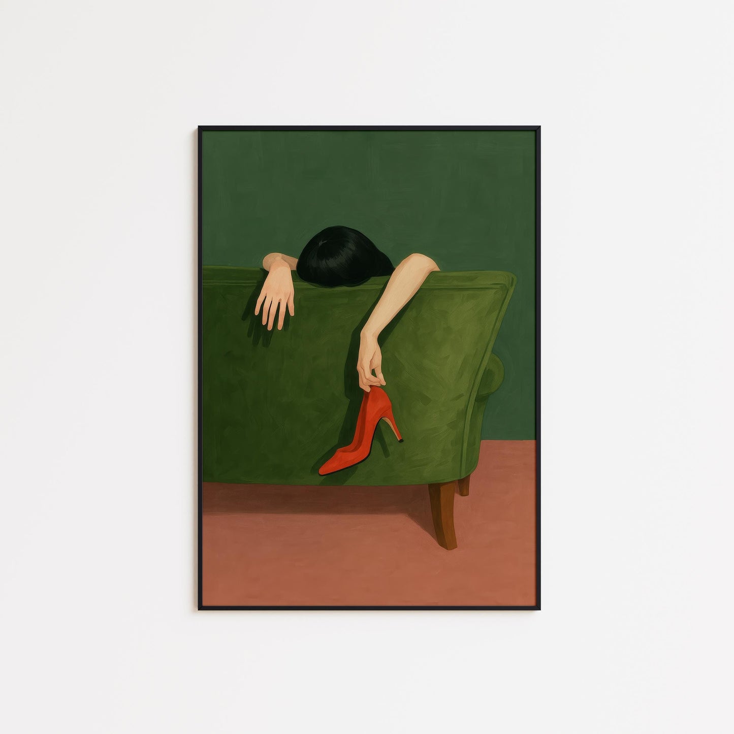 Minimal Femme Fatale Art – Red Heel Artwork | Stylish Boudoir Wall Decor Print