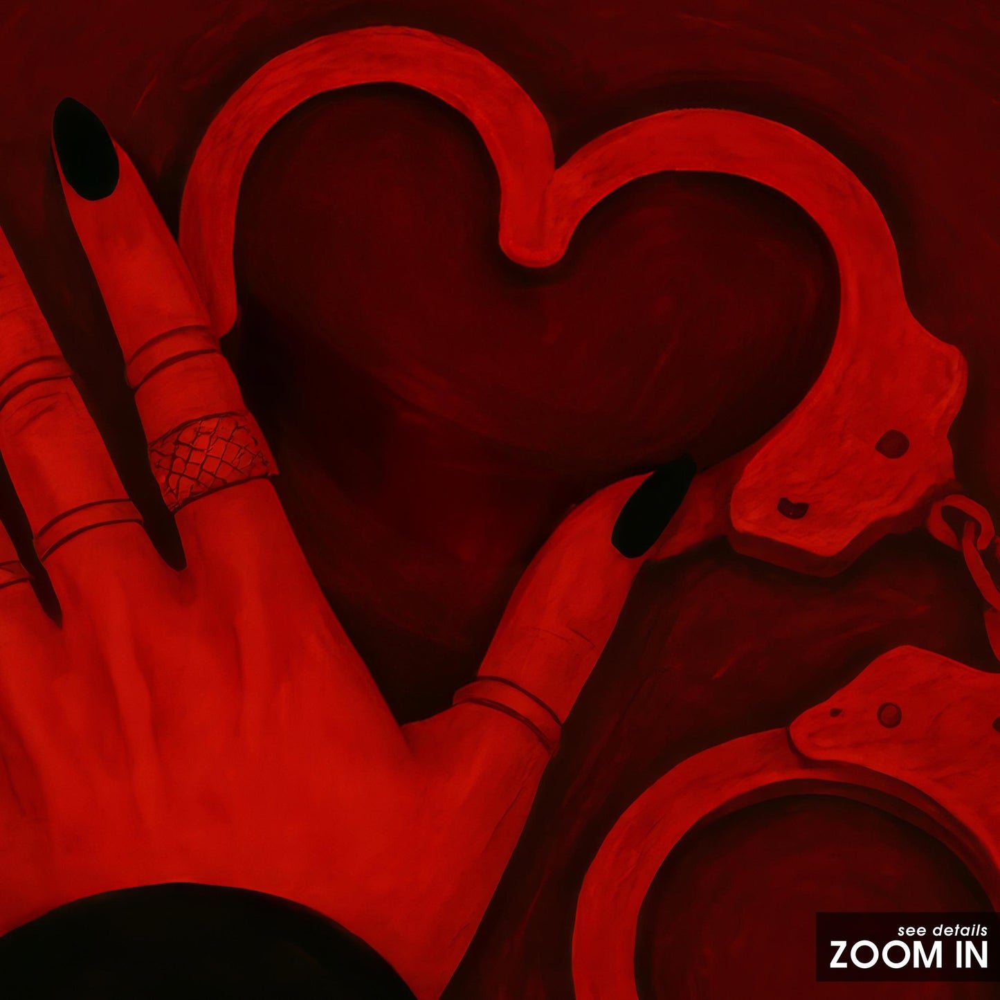 Gothic Love Wall Poster – Dark Gothic Artwork With Heart Shaped Handcuffs