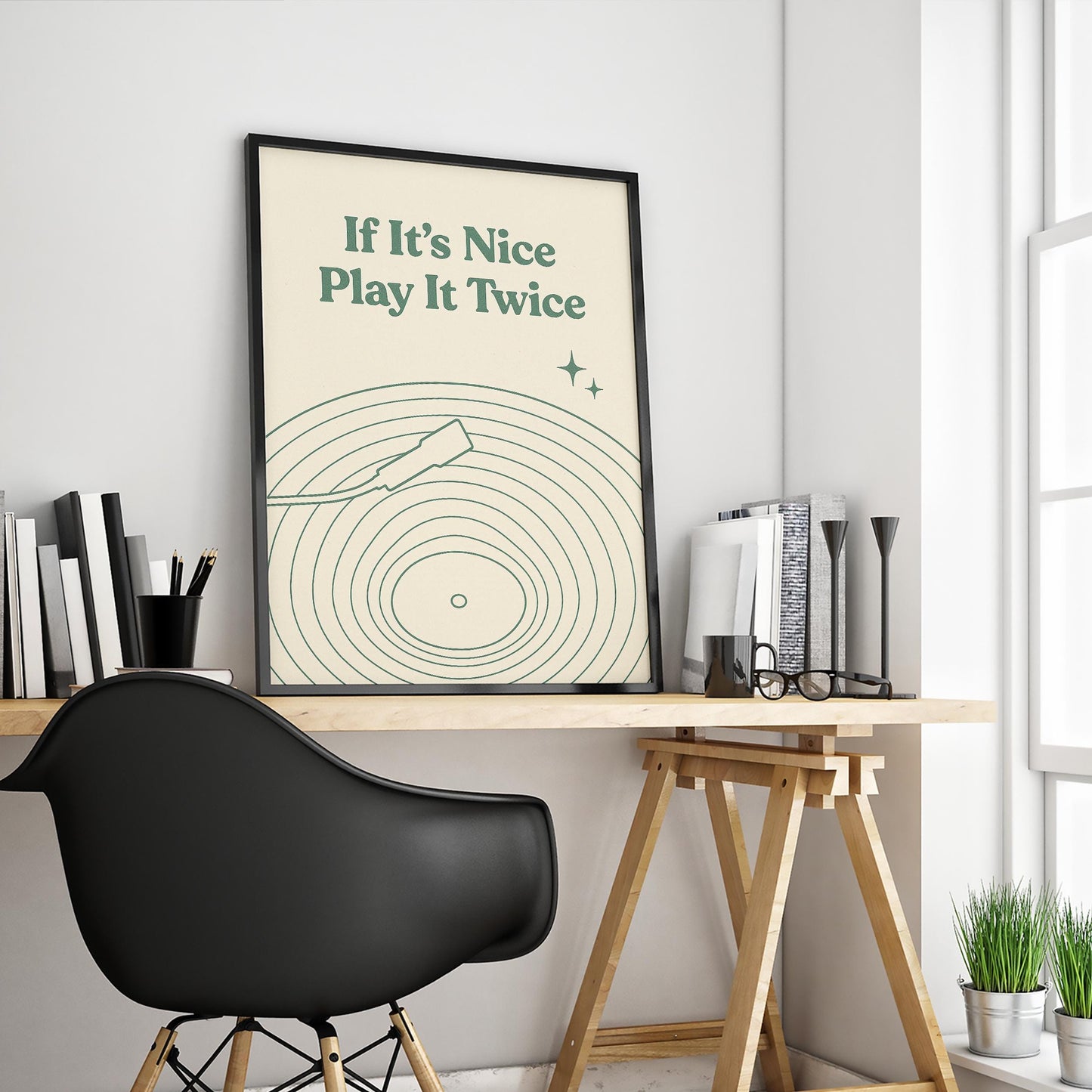 If It’s Nice Play It Twice Poster – Vinyl Record Line Art Print