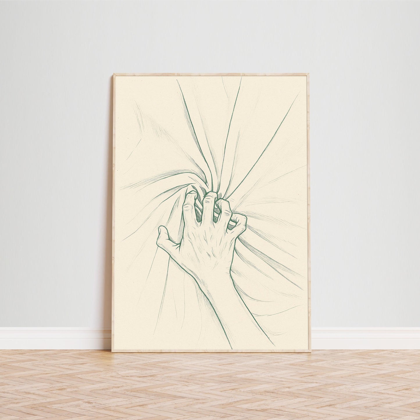 Hand in Sheets Poster – Minimal Sensual Line Art Print