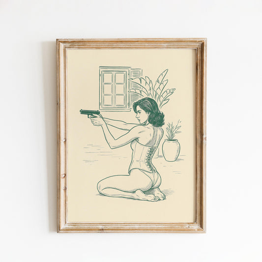 Poised Femme Poster – Minimal Line Art Woman Print, Femmaura Bold Series