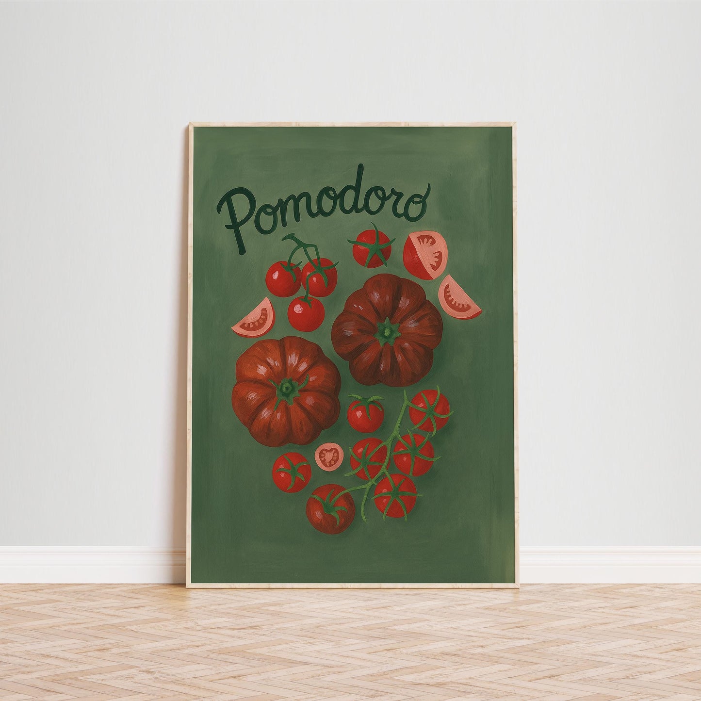 Pomodoro Poster – Italian Kitchen Art | Rustic Mediterranean Tomato Wall Decor Print