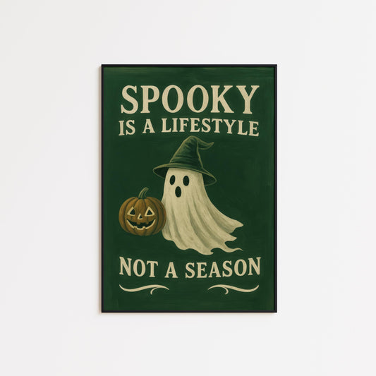 Vintage Halloween Poster – Spooky Wall Art with Ghost Pumpkin Print & Witchy Decor