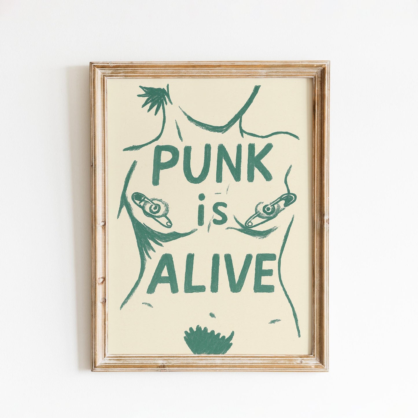 Punk Is Alive Poster – Bold Minimal Line Art Print, Edgy Feminist Wall Decor