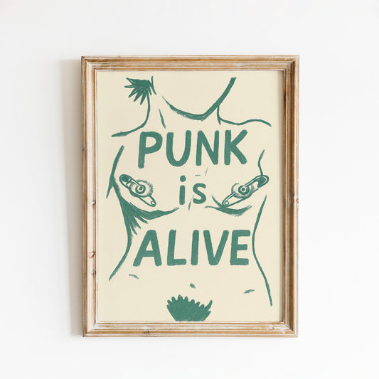 Punk Is Alive Poster – Bold Minimal Line Art Print, Edgy Feminist Wall Decor