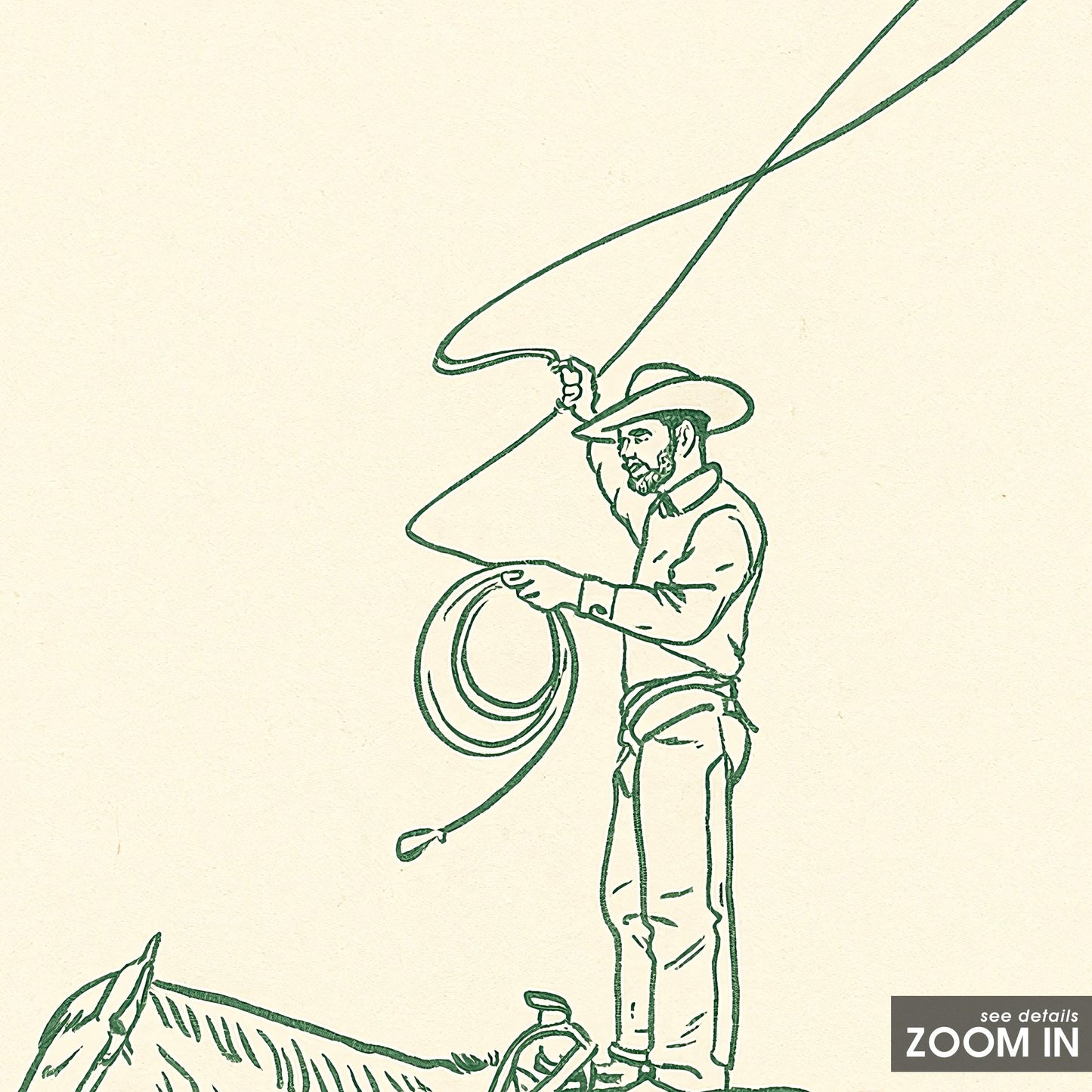 Cowboy Line Art Print – Western Wall Art, Minimalist Desert Poster