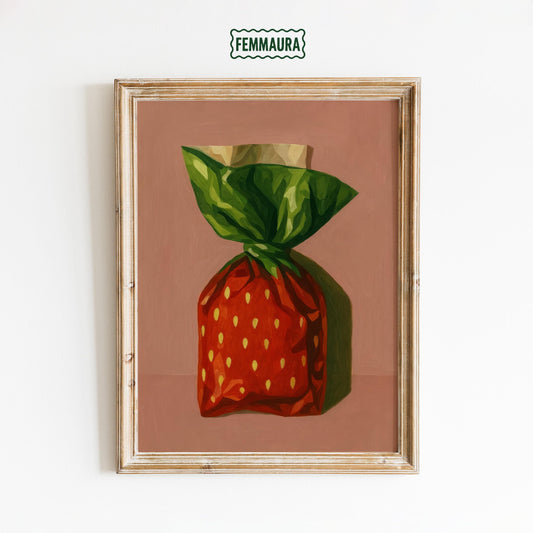 Strawberry Candy Art Print – Retro Pop Art Kitchen Wall Poster, Colorful Vintage Decor