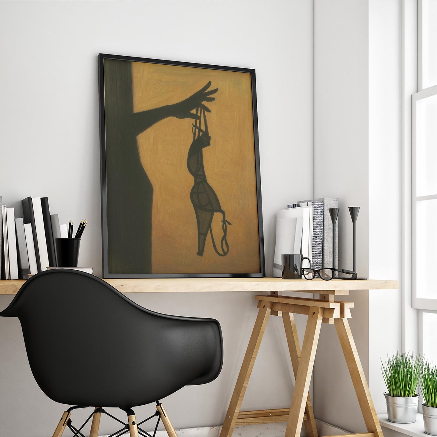Minimalist Boudoir Poster – Sensual Silhouette Print | Shadow Wall Art