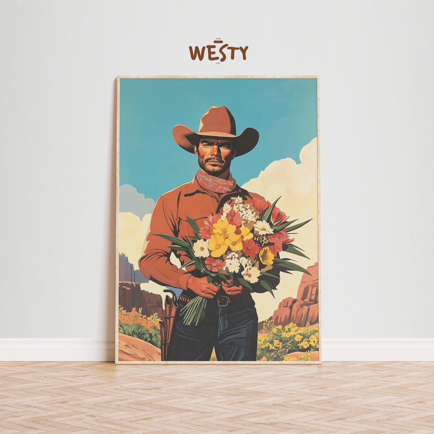 Soft Cowboy with Flowers – Western Feminine Masculinity Art