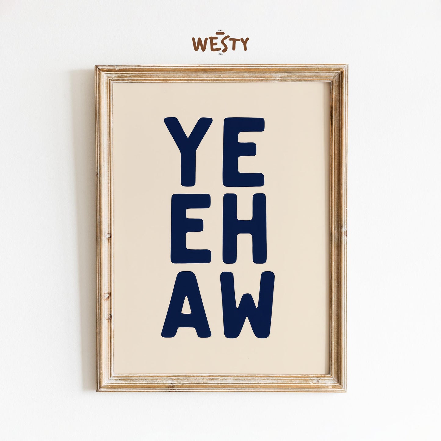 YEEHAW Vertical Poster – Bold Navy Western Typography Print