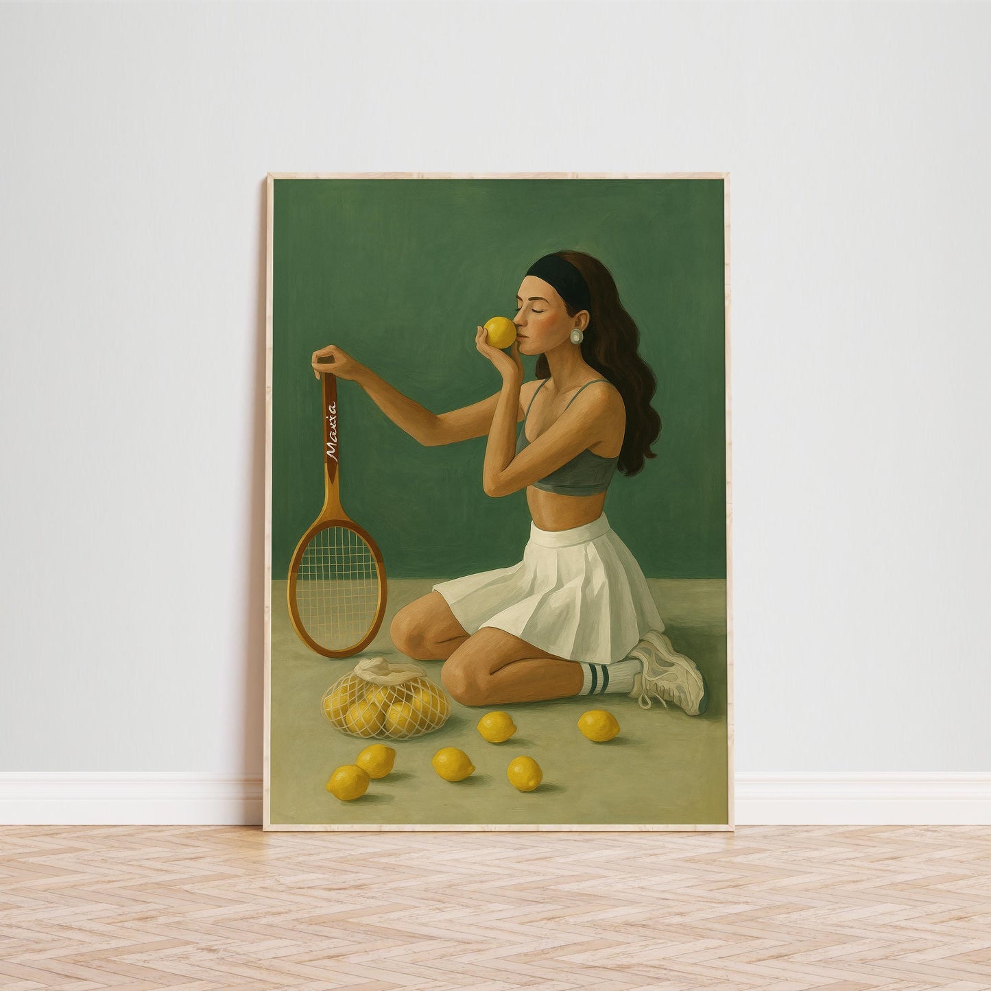 Lemon Tennis Poster – Retro Sporty Print With Stylish Feminine Tennis Artwork