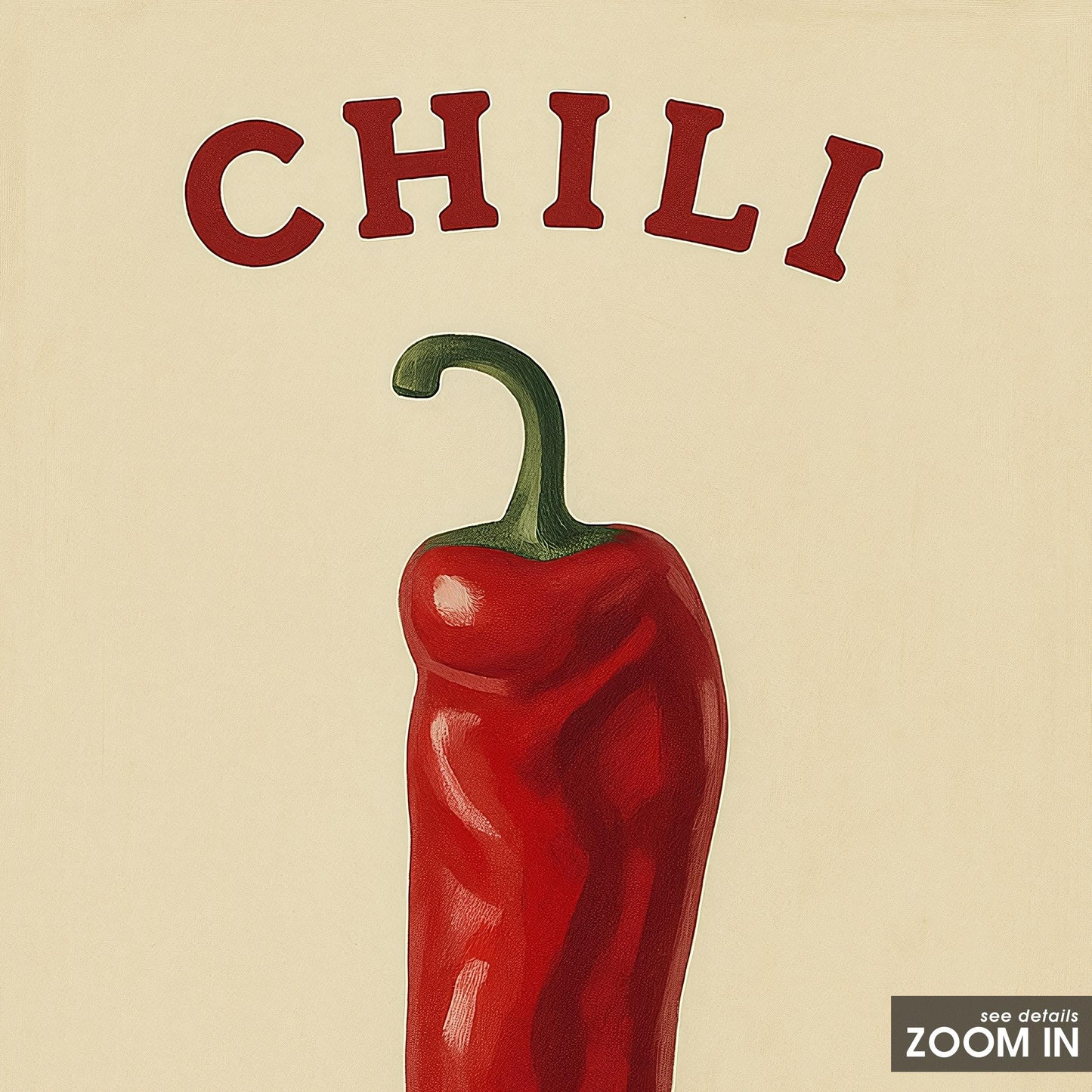 Vintage Kitchen Poster – Retro Wall Art Featuring Chili Pepper Print