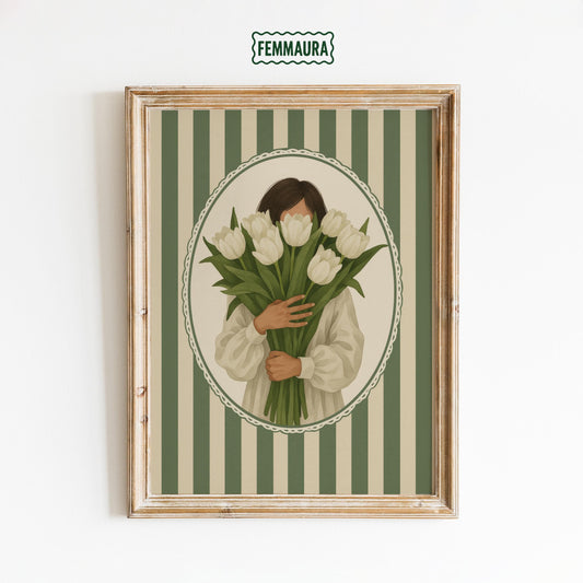 White Tulips Poster – Queer Wall Art With Soft Floral Romantic Palette