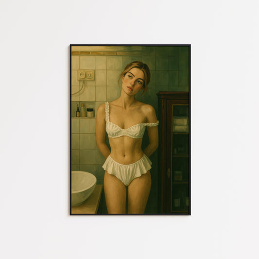Vintage Cinematic Wall Art – Moody Bathroom Art With Feminine Elegance