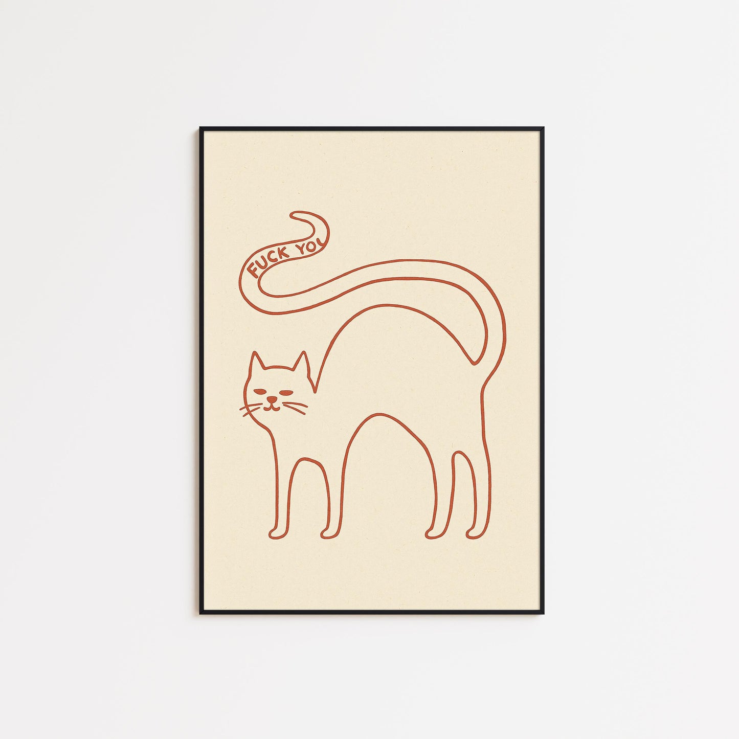 Cat Attitude Poster – Minimal Line Art, Funny Cat Wall Decor, Bold Modern Illustration