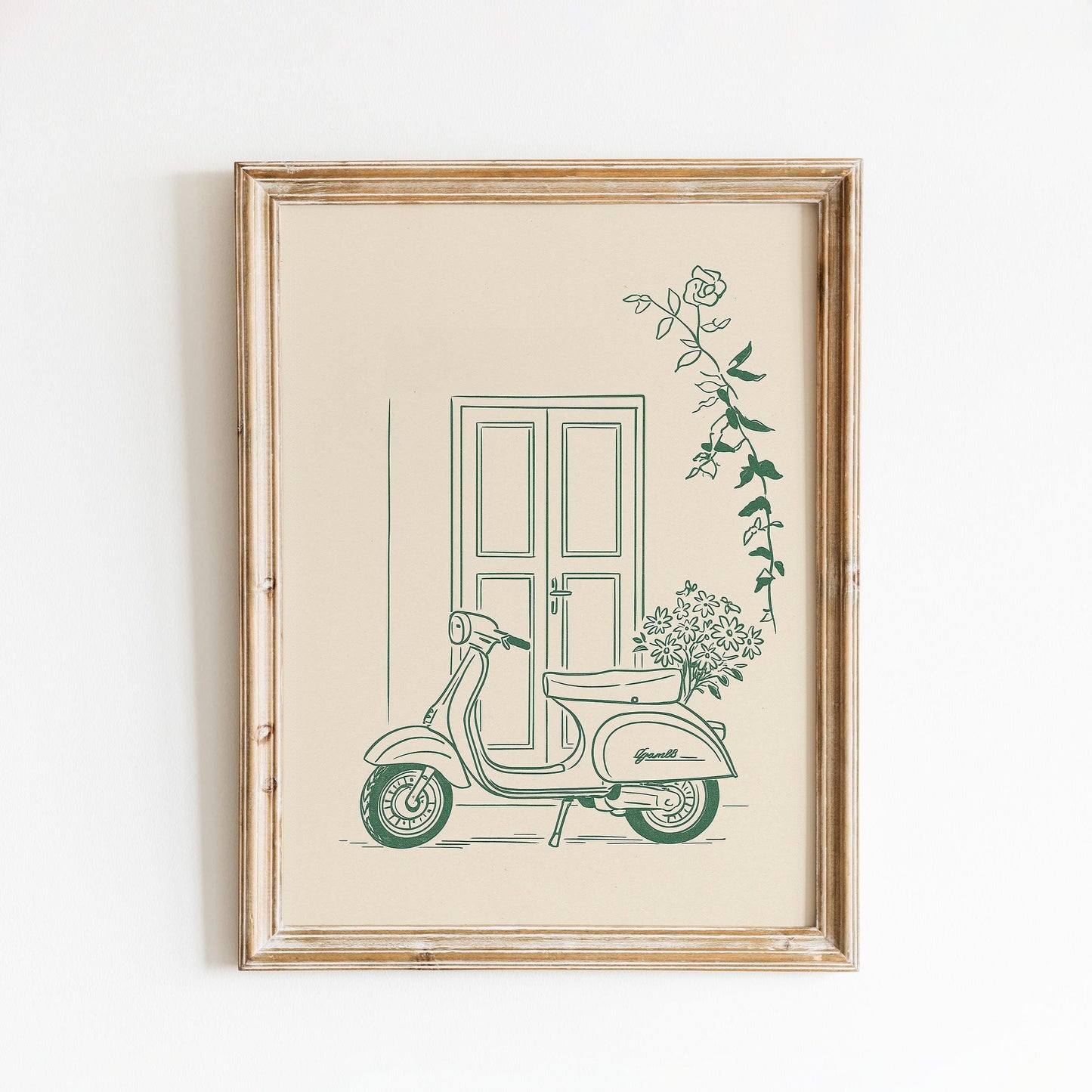 Green scooter Poster – Minimal Italian Scooter Art Print