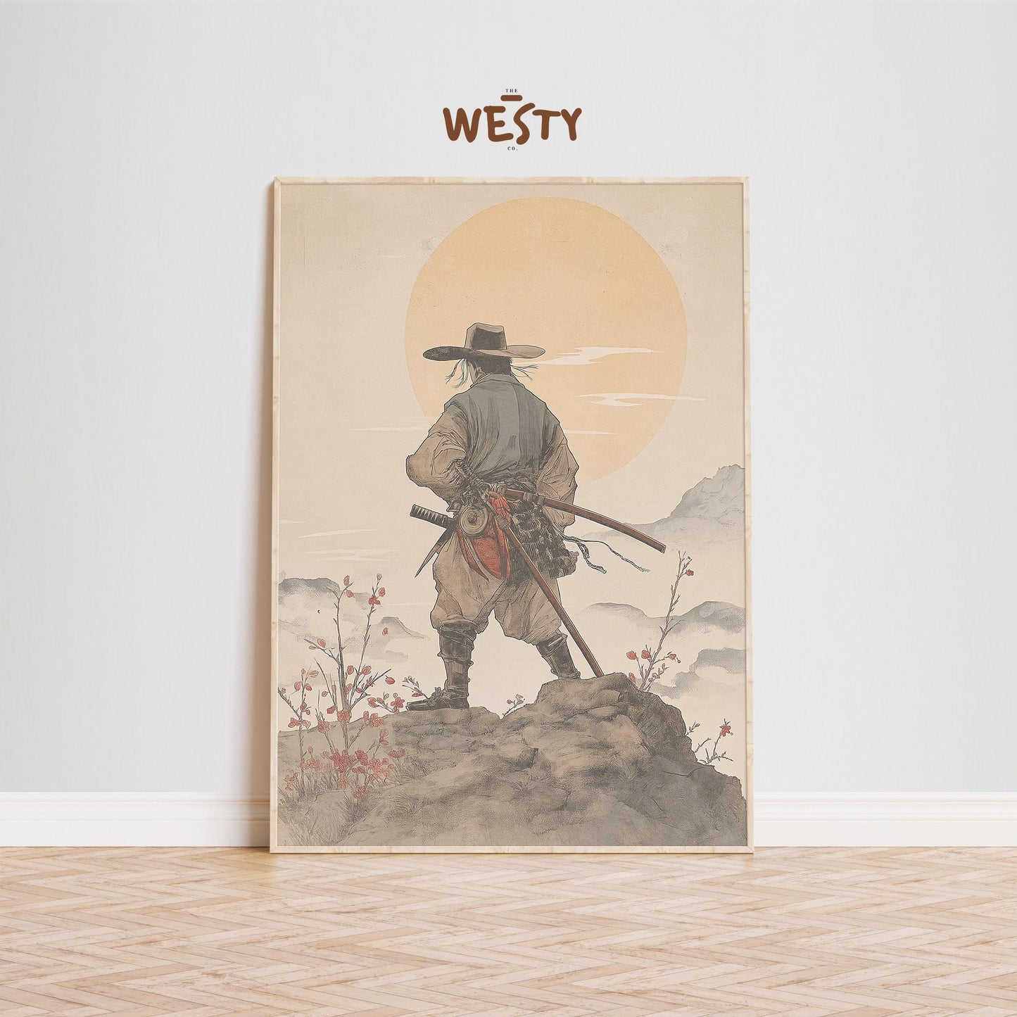 Samurai Cowboy Poster – Lone Wanderer Sunset Art Print
