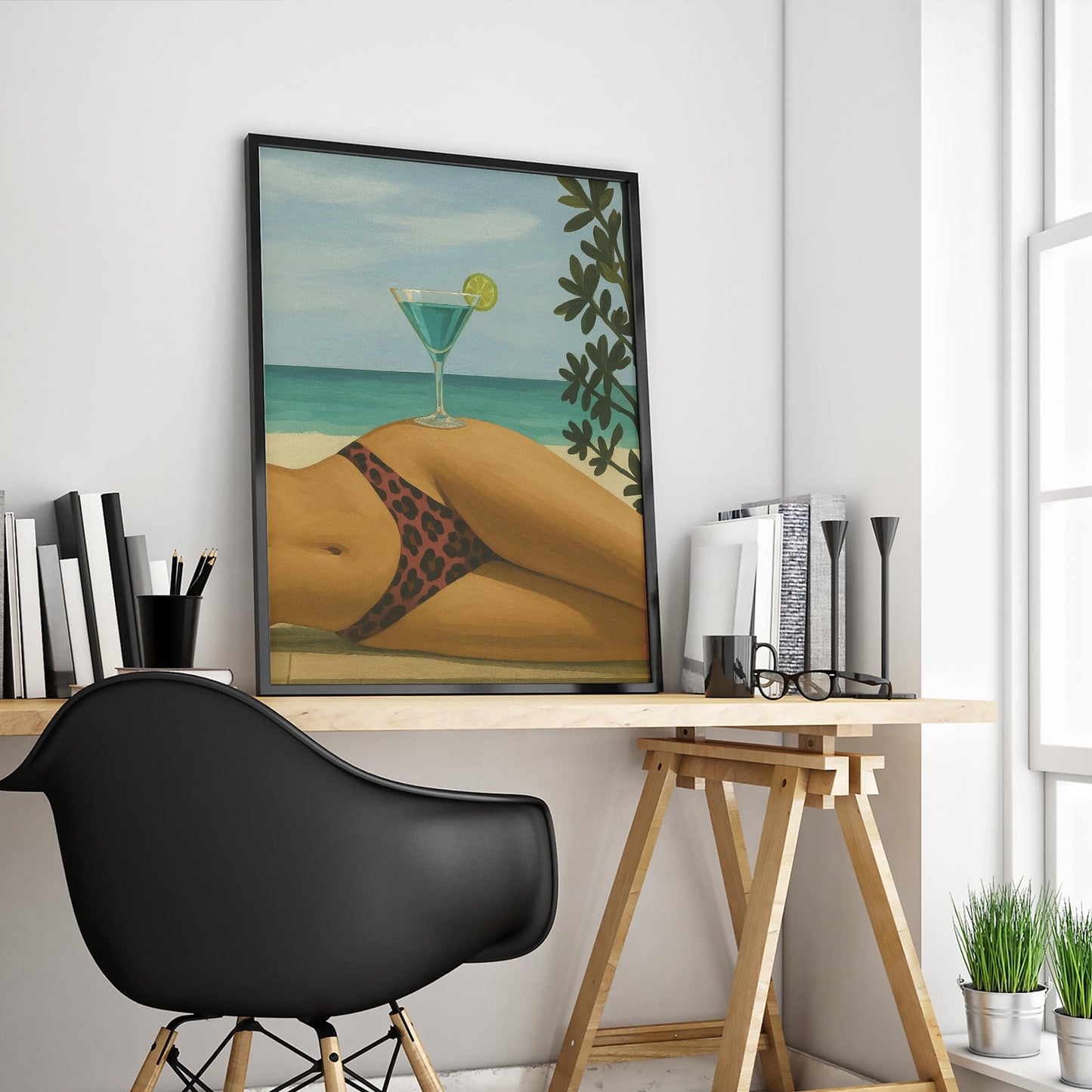 Seaside Cocktail Poster – Retro Summer Print | Chic Beach Wall Art