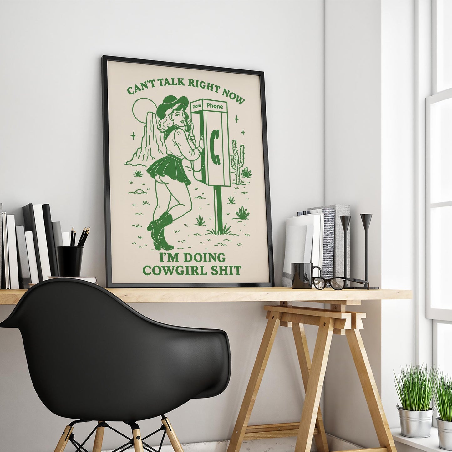 Doing Cowgirl Shit – Retro Western Pin-Up Poster Print