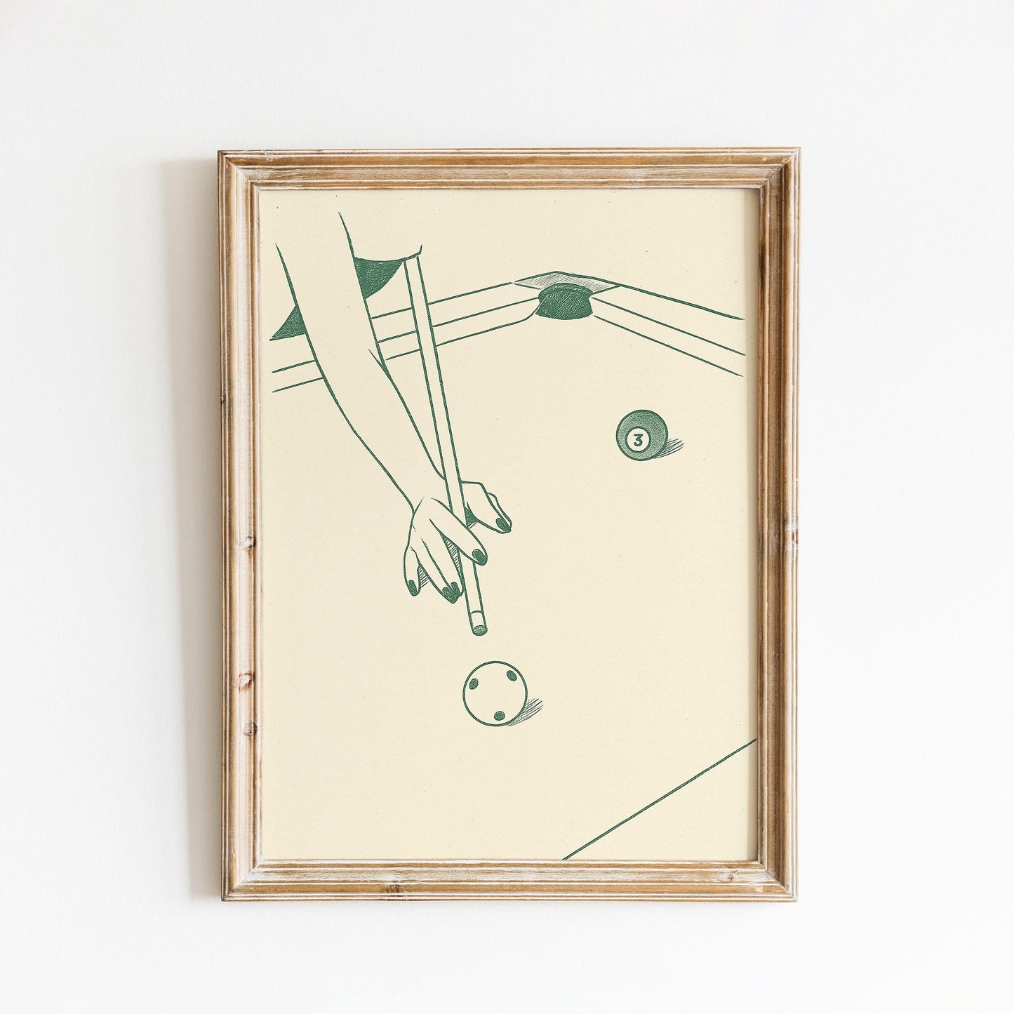 Billiards Poster – Minimal Line Art Pool Table Illustration