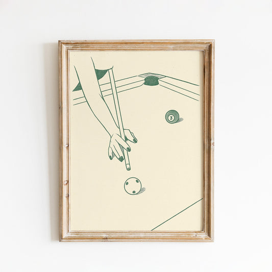 Billiards Poster – Minimal Line Art Pool Table Illustration