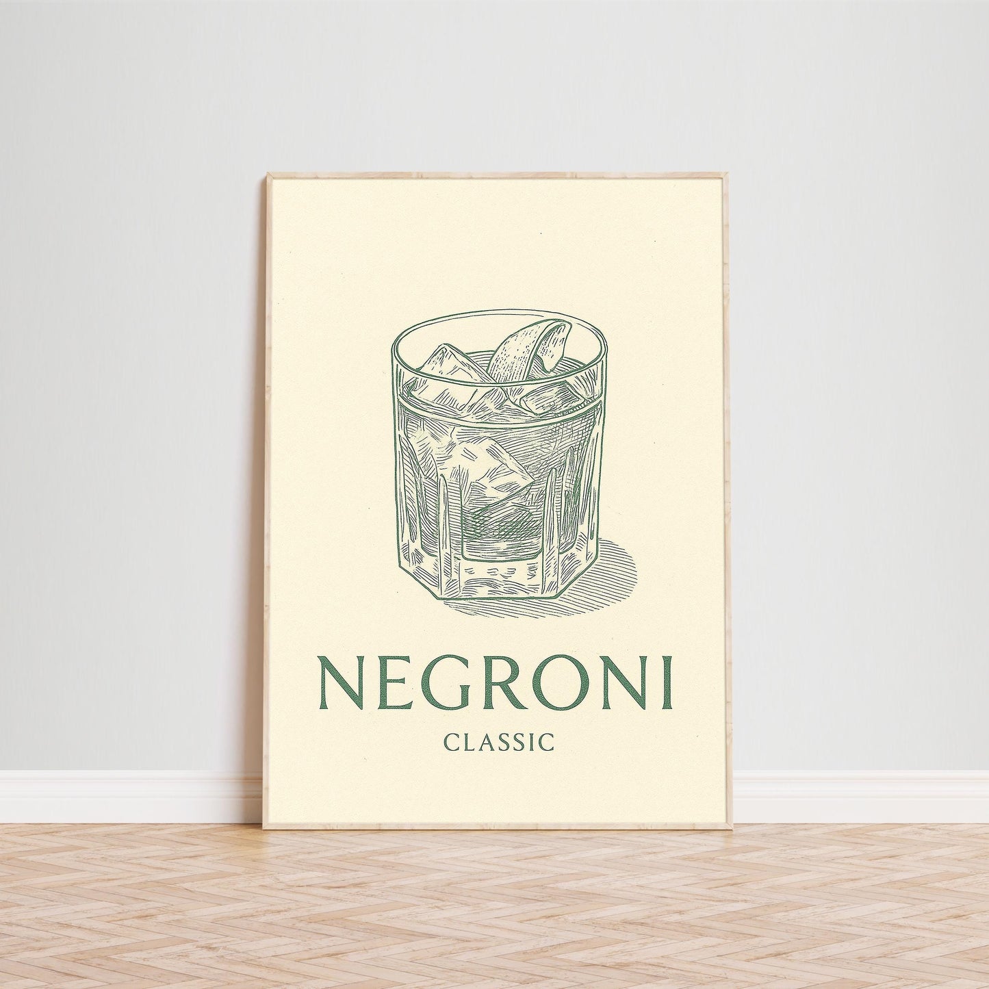 Negroni Line Art Poster – Classic Cocktail Illustration, Minimal Vintage Bar Print
