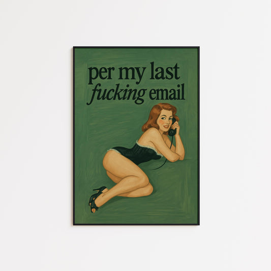 Funny Office Poster – Sarcastic Wall Art Retro Pinup Print | Bold Work Mood Decor