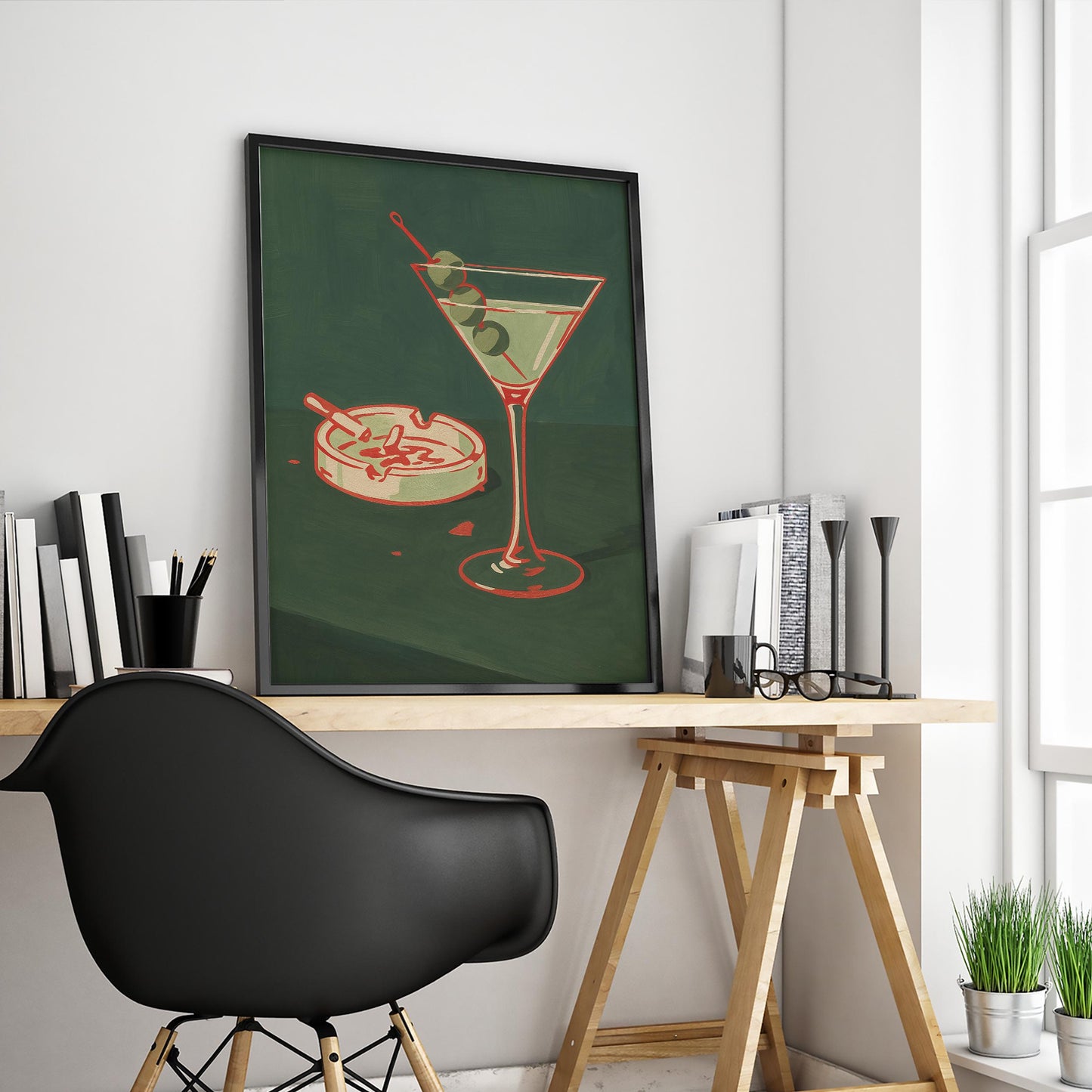 Martini Cocktail Poster – Retro Bar Art | Vintage Martini Glass Illustration