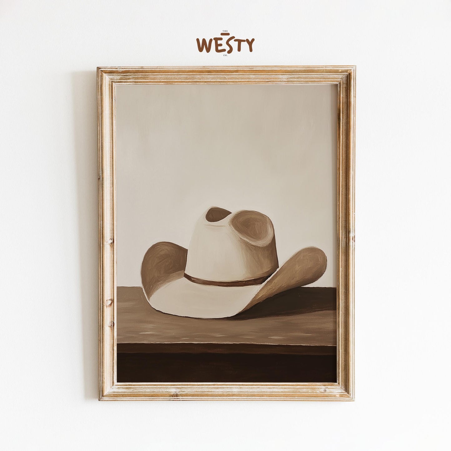 Minimal Cowboy Hat – Rustic Western Neutral Wall Art Print