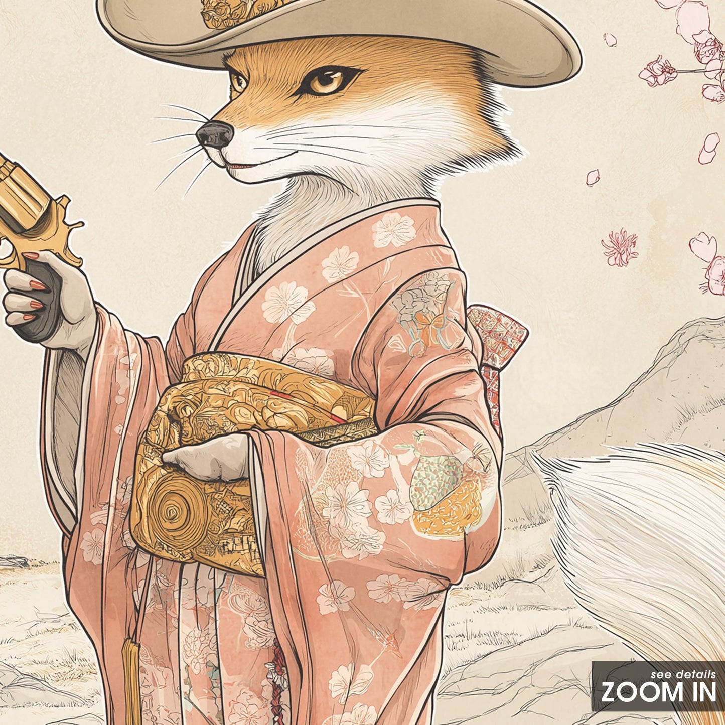 Samurai Fox in Kimono – Wild West Kitsune Poster