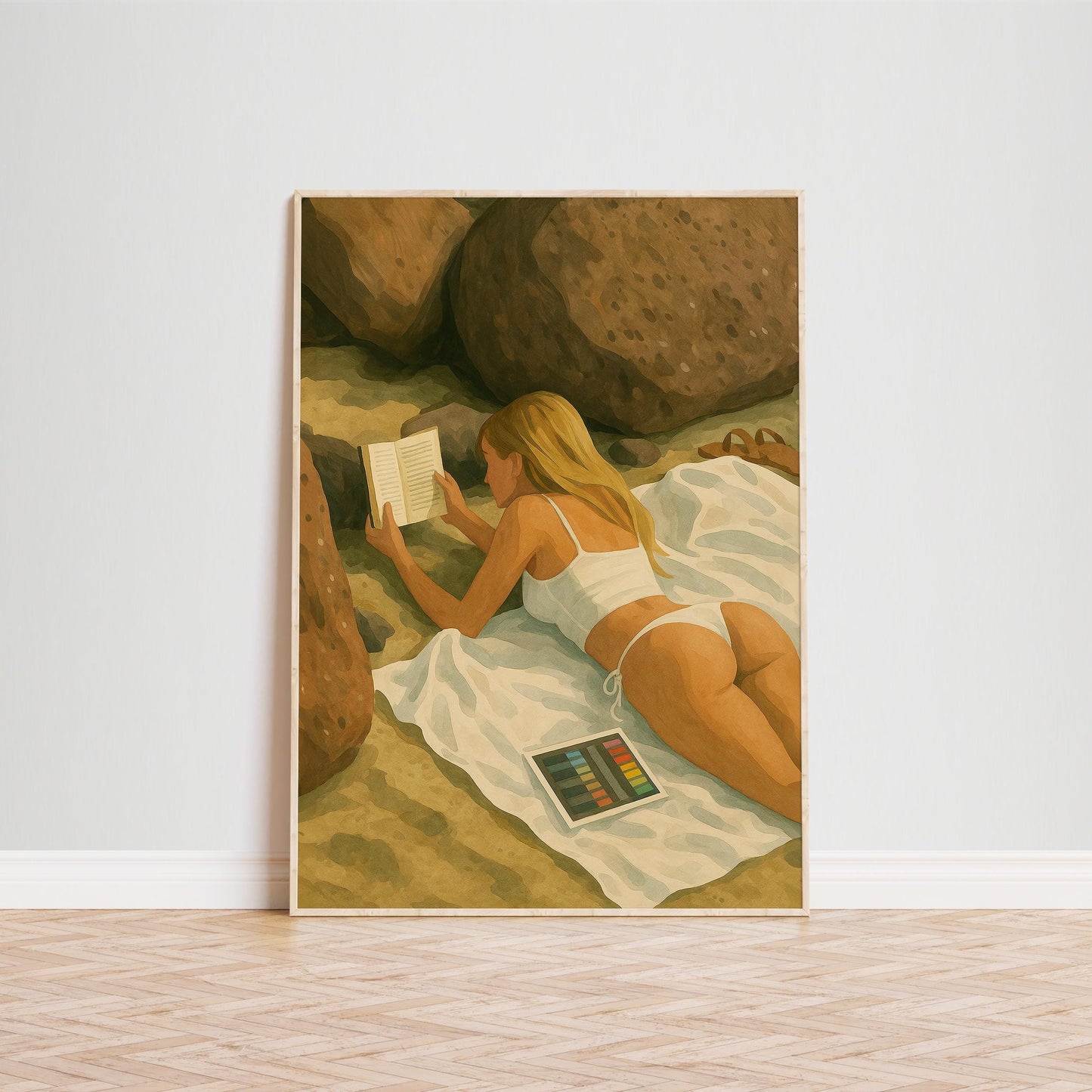 Beach Reading Poster – Retro Summer Wall Art | Feminine Cozy Decor