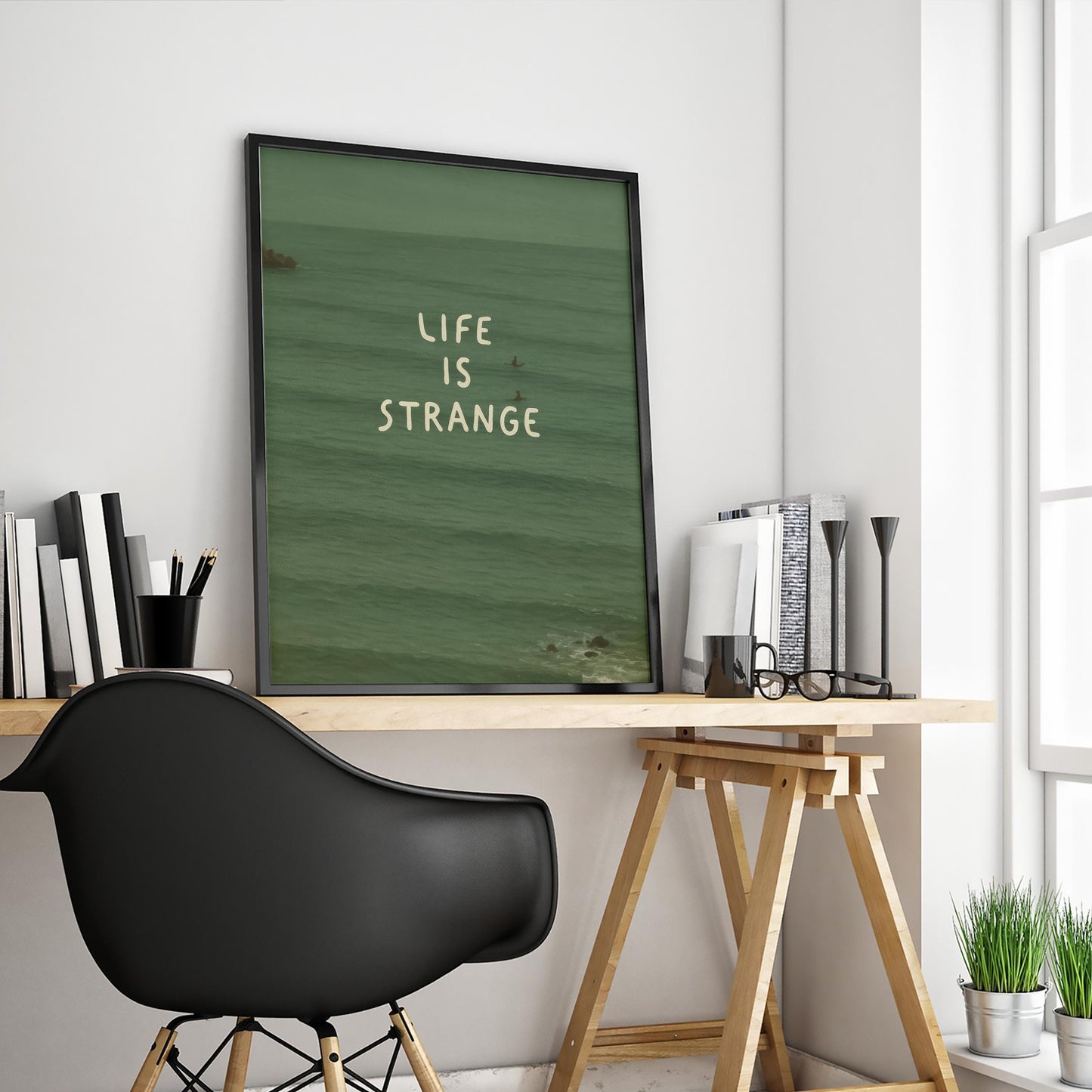 Ocean Quote Poster – Minimalist Wall Art With Green Ocean Print & Poetic Design