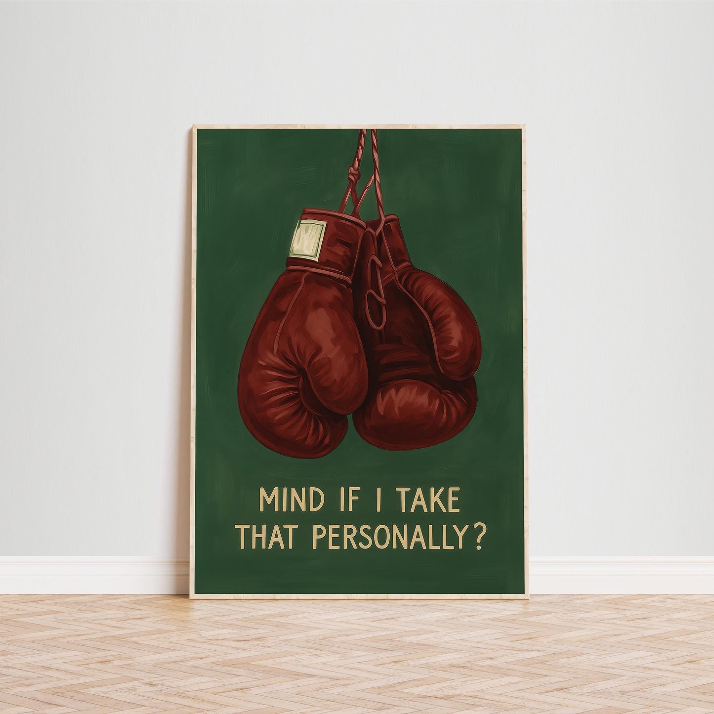 Boxing Gloves Art – Feminist Punch Print | Bold Girl Decor | Dark Green Wall Art