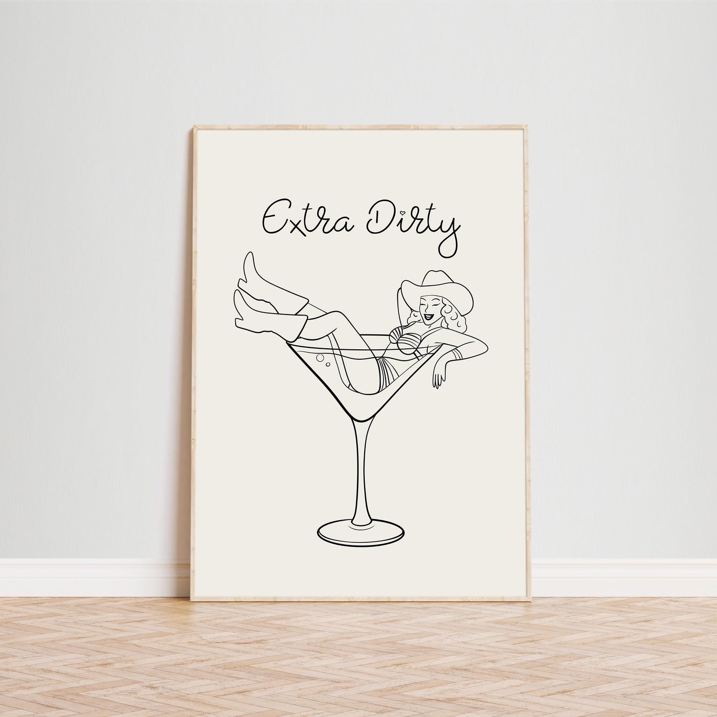 Extra Dirty Cowgirl Poster – Western Cocktail Pin-Up Style Wall Art