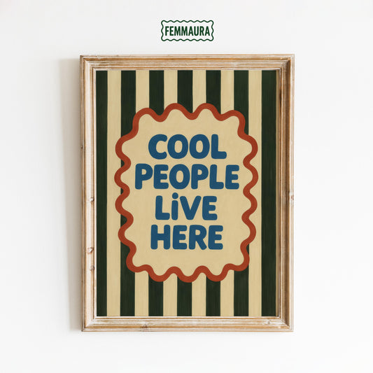 Cool People Poster – Retro Wall Art With Striped Vintage Style Decor